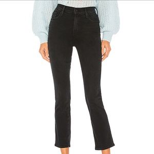 MOTHER Insider Ankle Jeans in Washed Black